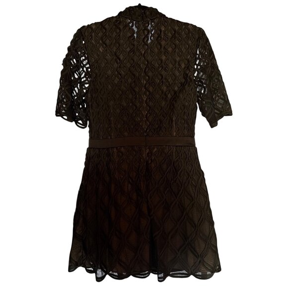 Jonathan Simkhai Costina Textured Crepe Fit and Flare Black Dress Architectural - Picture 16 of 16